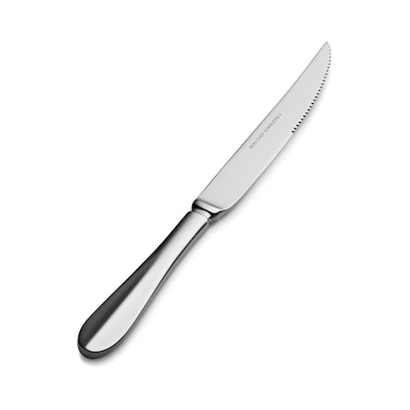 Bon Chef Monroe, Steak Knife, Euro, Solid Handle , Mirror Finish, 13/0, 9.45" , set of 12 S115